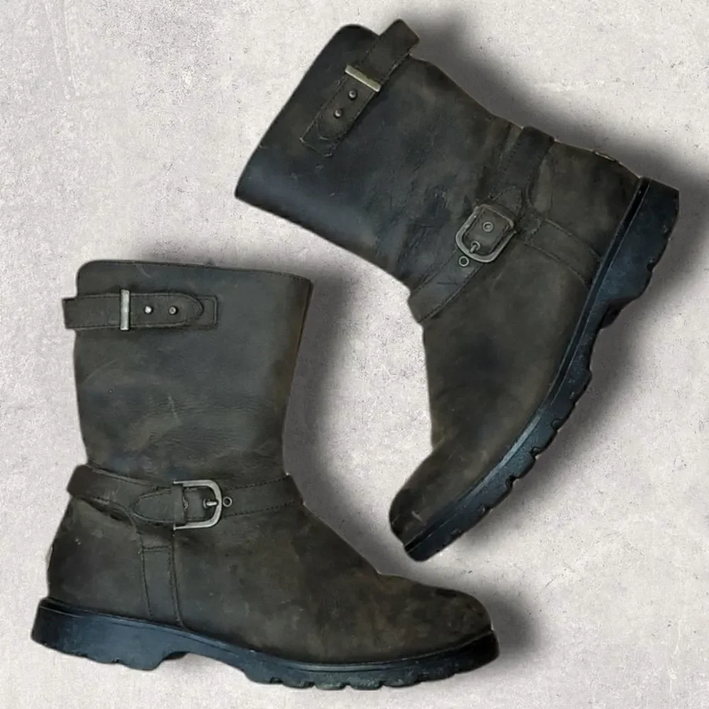 UGG BROWN GRANDLE WATERPROOF LEATHER BOOTS, SIZE 7 S/N 1003579